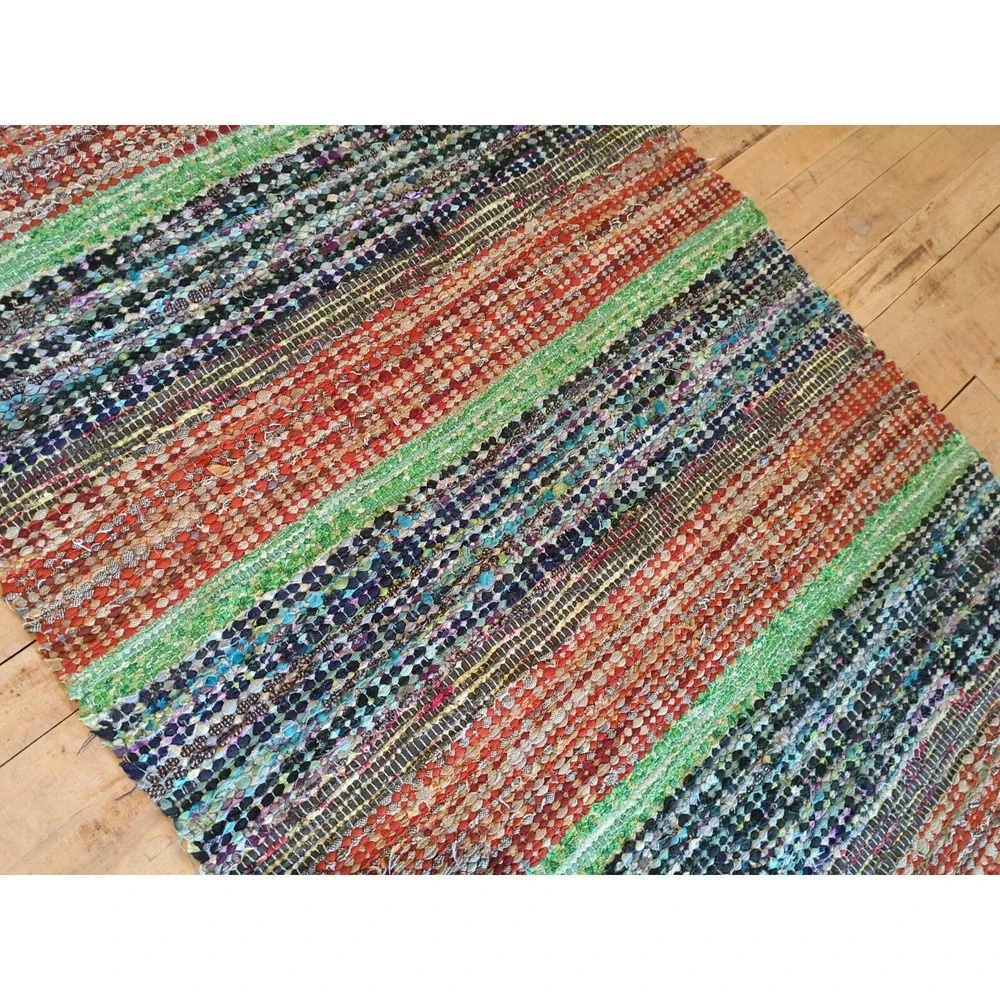 Antique Imported‎ Swedish Hand Made Rag Rug Runner (31 x 96 inches ) Very Pretty